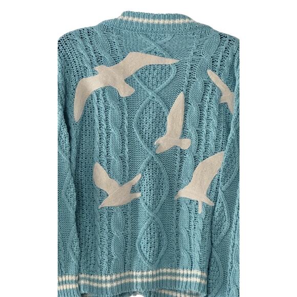 Taylor Swift 1989 Cardigan Blue White Cable Knit Sweater XS SM Taylor's Version - Picture 5 of 10